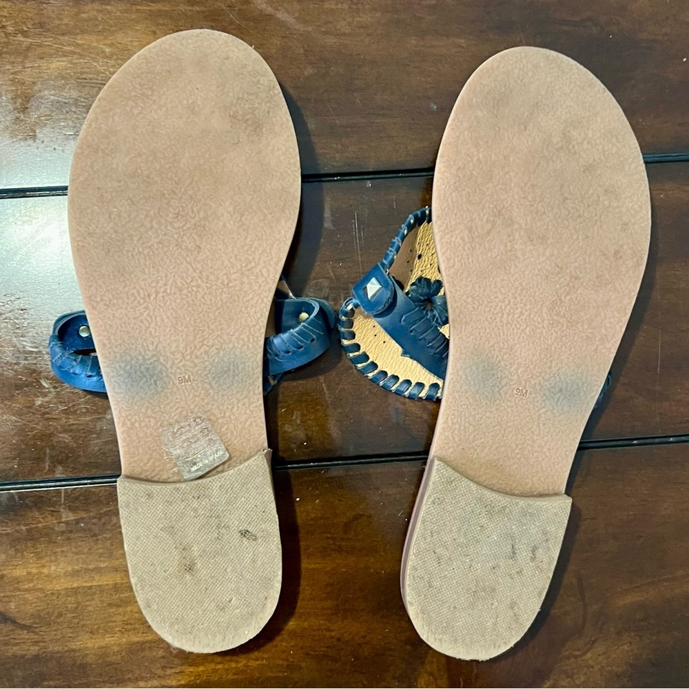 Jack Rogers Georgica Leather Flat Sandals - Midnight Navy Blue- Size 9 - Picture 6 of 6